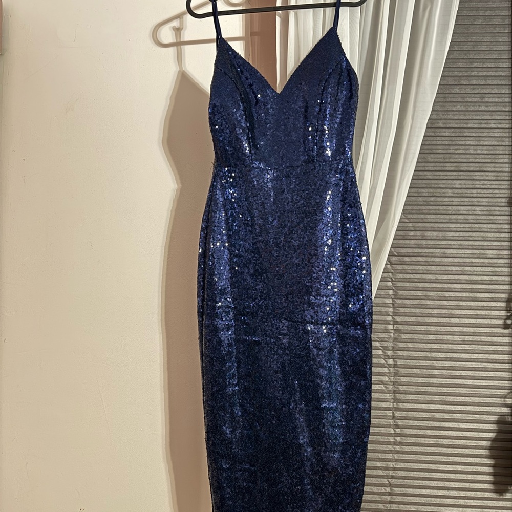 Elegant Navy Sequin Dress